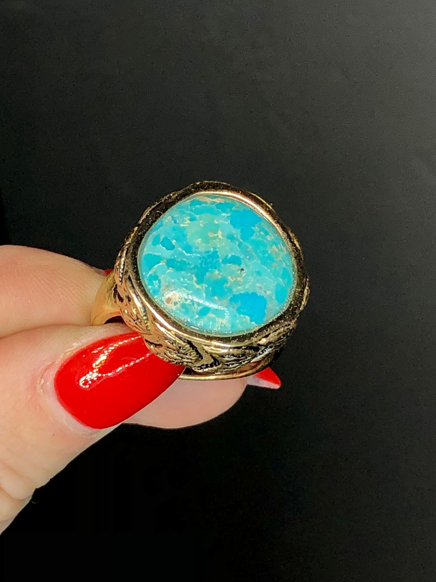 Barse Turquoise Gold Plated Ring