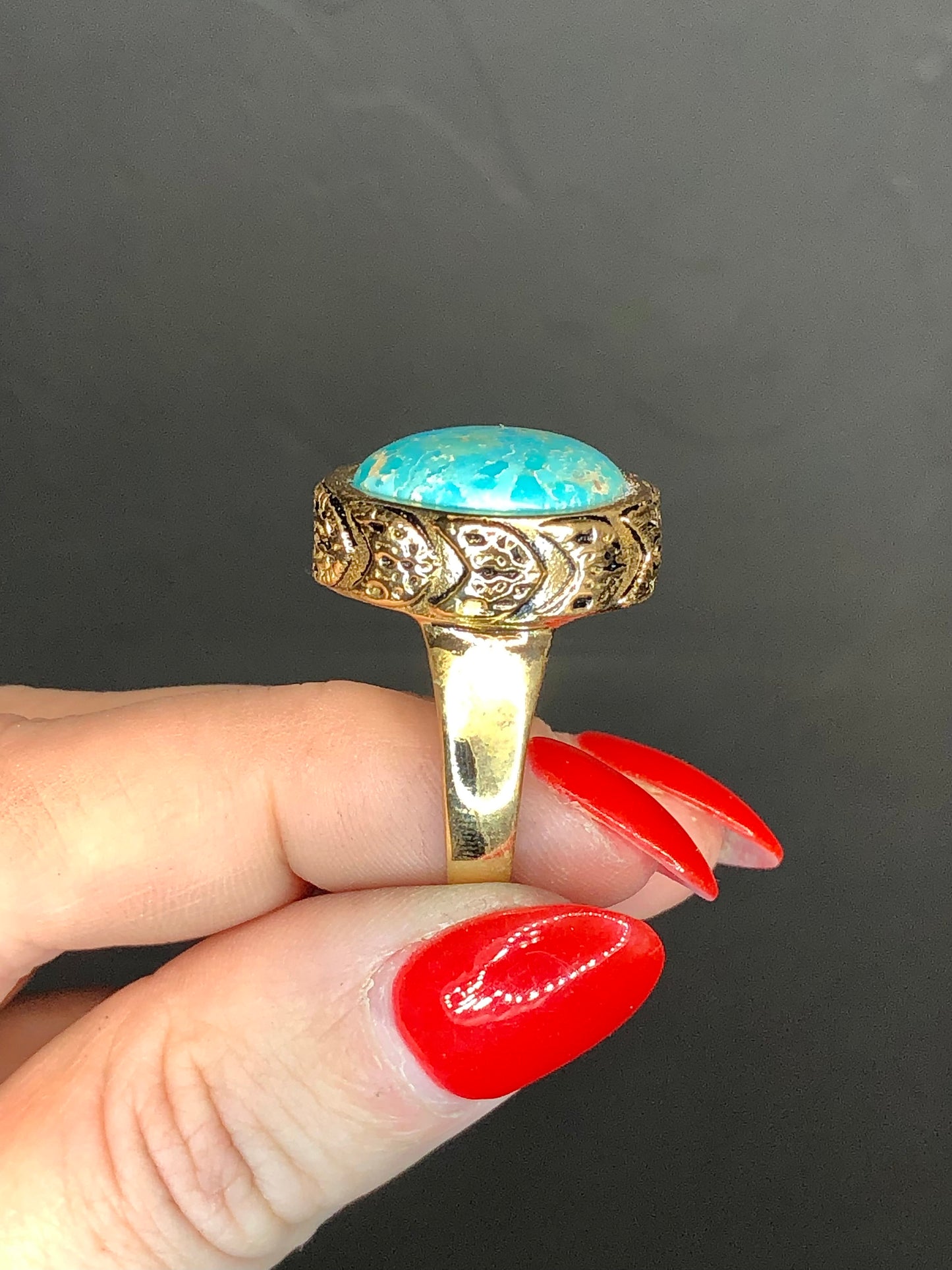 Barse Turquoise Gold Plated Ring