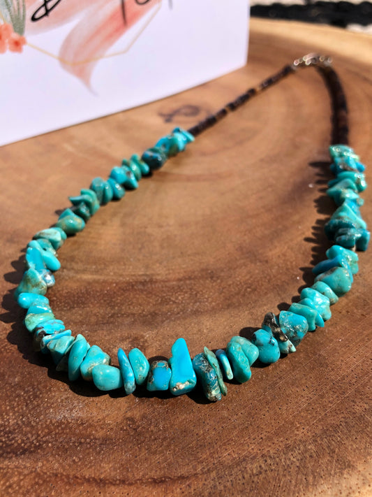 Old Vintage Pawn Turquoise Bead + Heishi Necklace