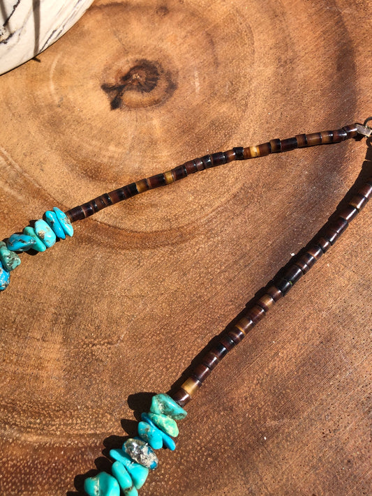 Old Vintage Pawn Turquoise Bead + Heishi Necklace