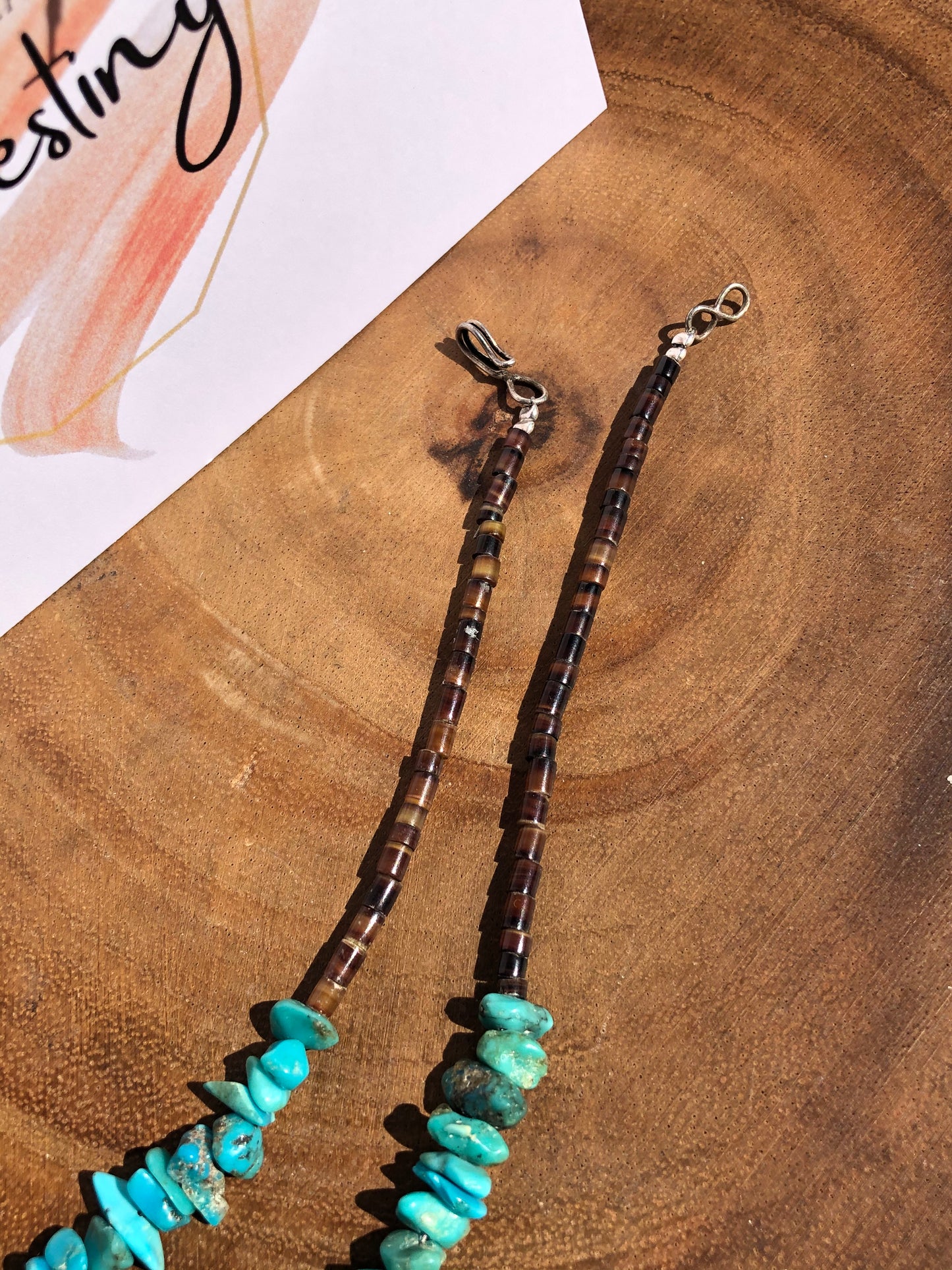 Old Vintage Pawn Fox Turquoise Bead + Heishi Necklace