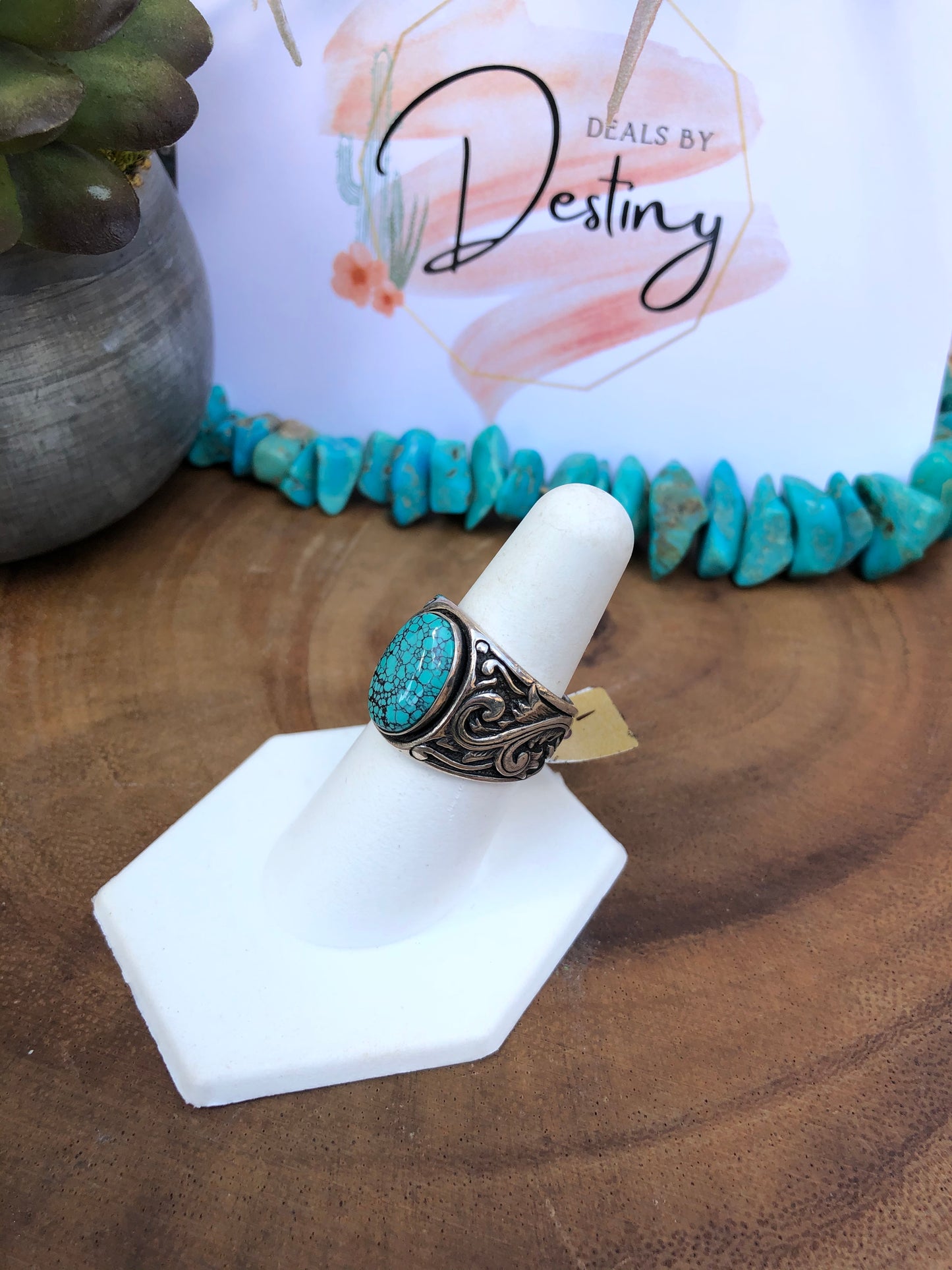 Sterling Silver Signed by Artist Turquoise Ring