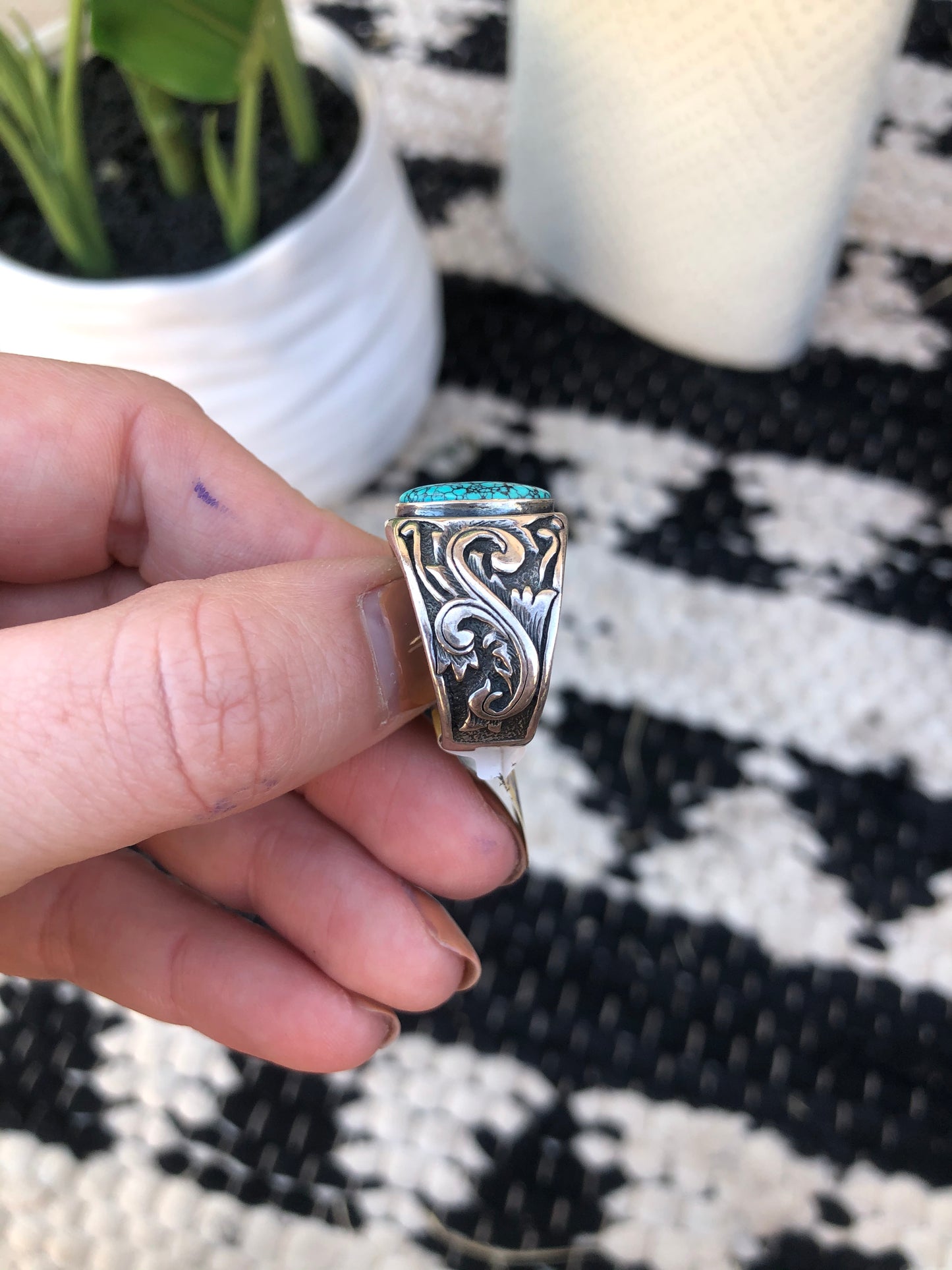 Sterling Silver Signed by Artist Turquoise Ring