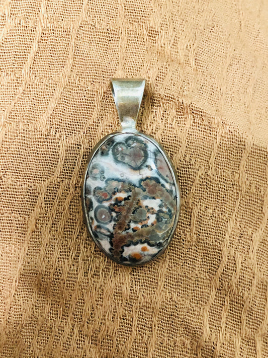 Sterling Silver Vintage Leopard Jasper Pendant