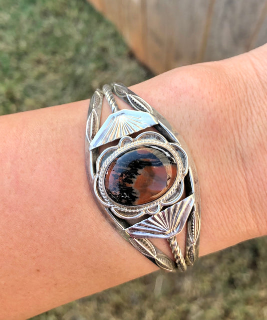 Sterling Silver Agate Bracelet Signed by artist