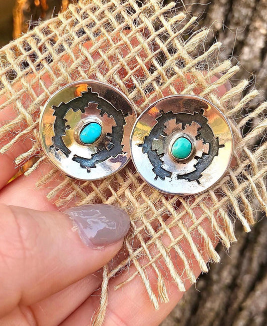 Sterling and Turquoise Tribal Stud Earrings