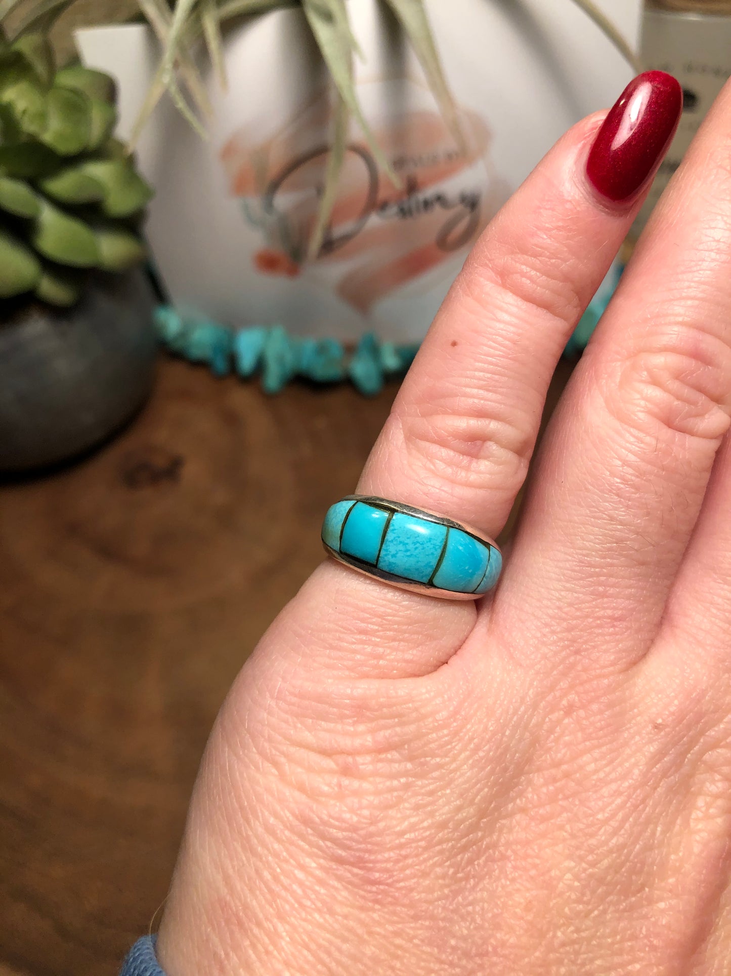 Vintage Sterling Silver Turquoise Signed Ring