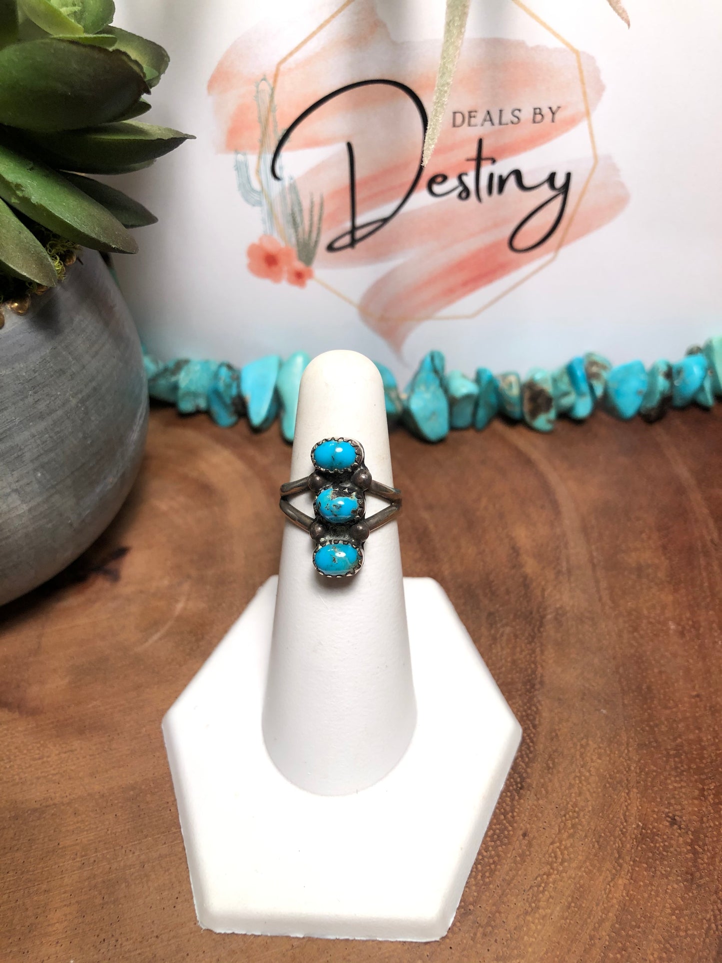 Silver and Triple Turquoise Ring