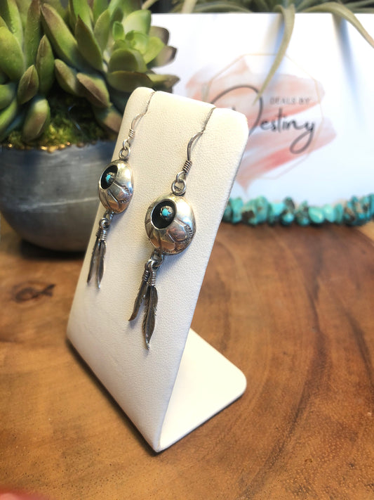 Sterling and Turquoise Feather Earrings