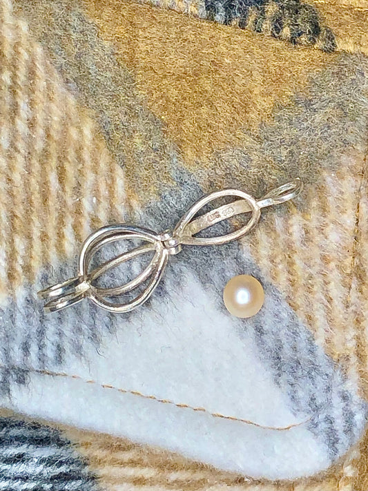 Sterling Pearl Cage Charm