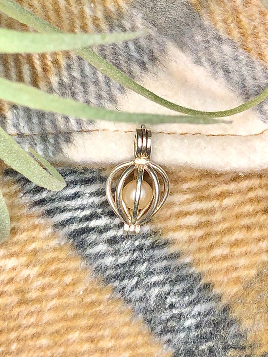 Sterling Pearl Cage Charm