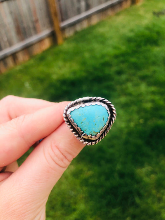 Old Pawn Sterling Silver Turquoise Signed Ring