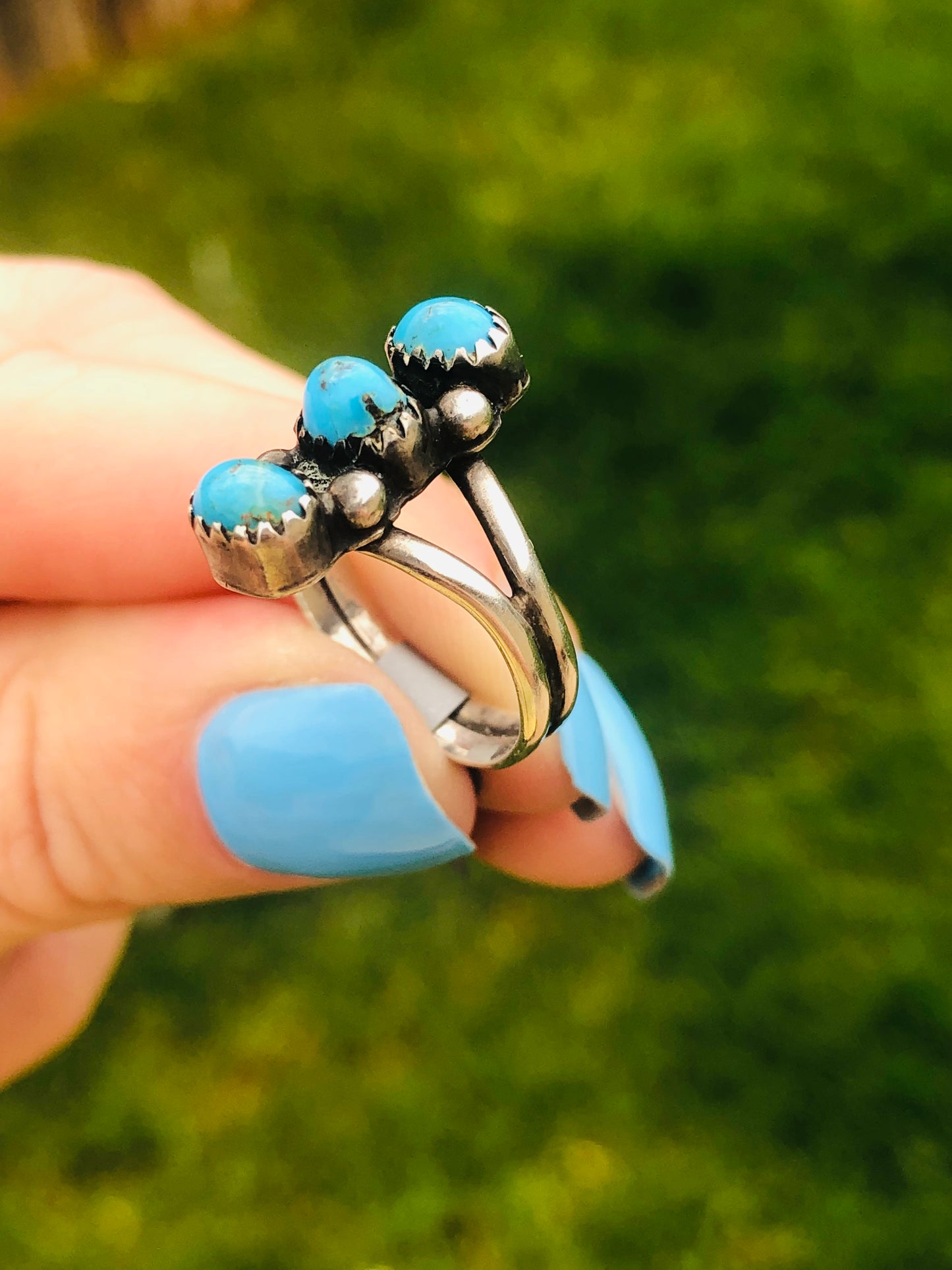 Silver and Triple Turquoise Ring