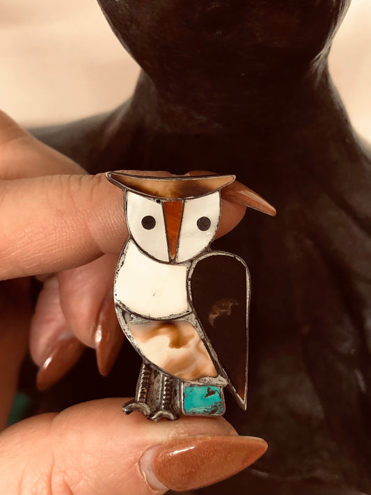 Sterling Vintage Owl Pin