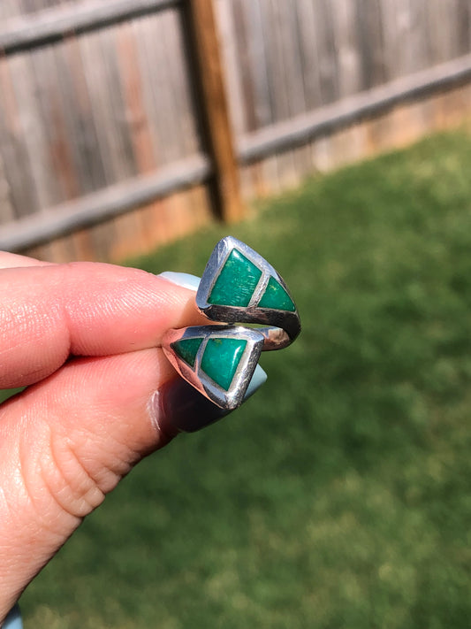 Sterling Silver Turquoise Inlay Wrap Ring