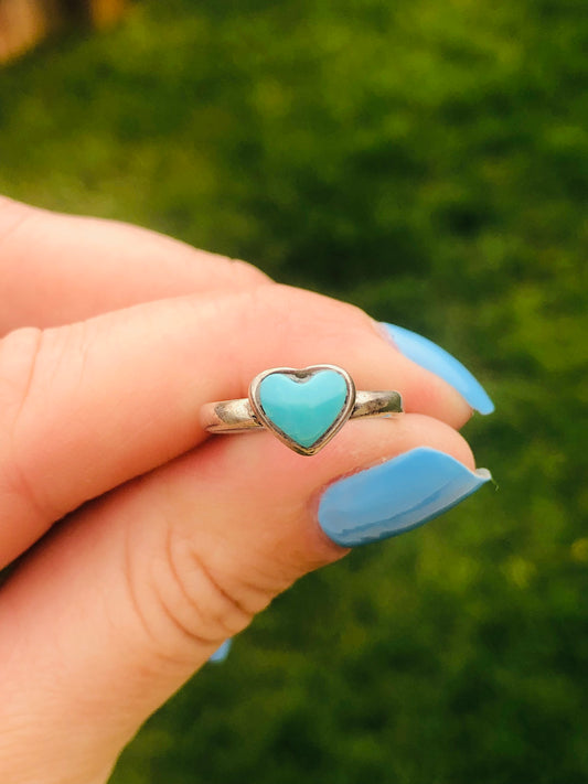 Heart Shaped Turquoise Sterling Ring