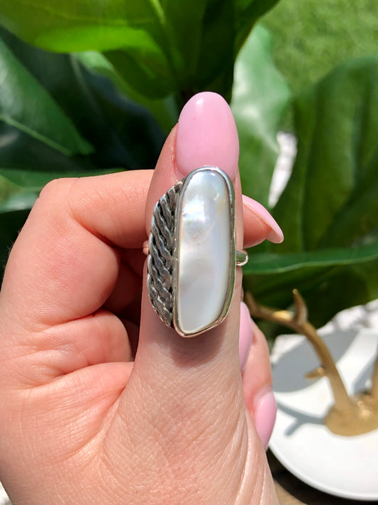 Sterling Mother of Pearl Ring