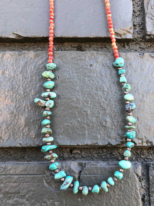 Coral + Turquoise Bead Necklace