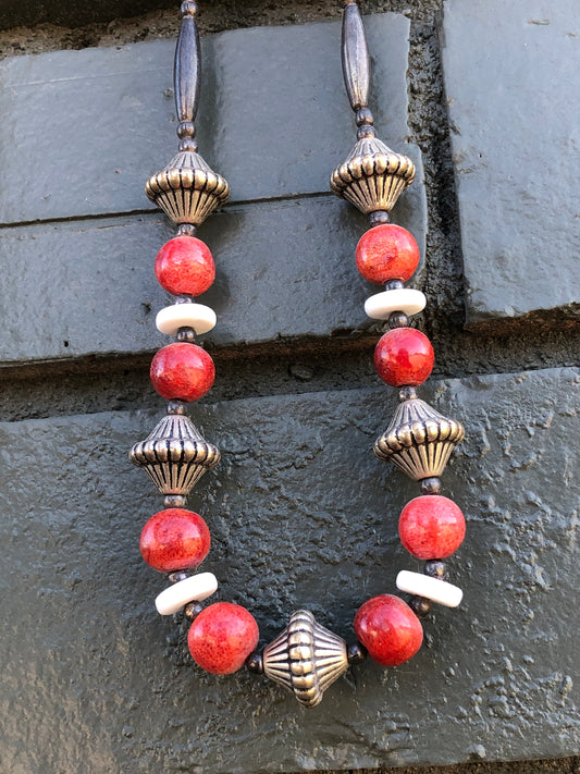 Old Pawn Sterling Coral Necklace