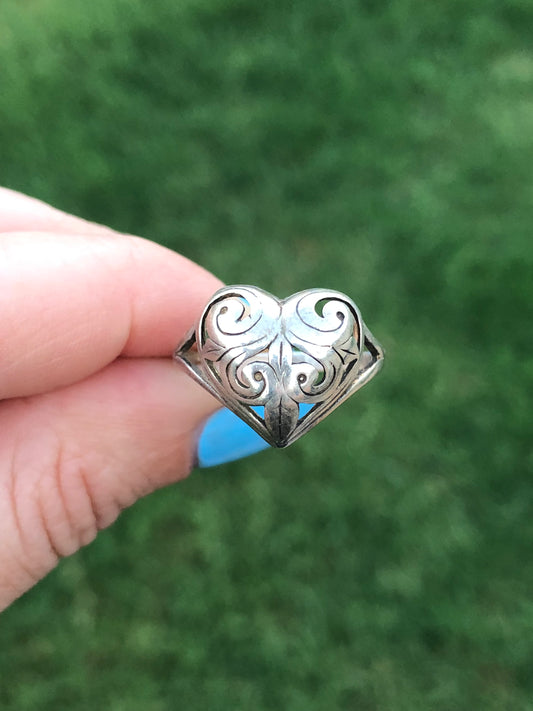 Filigree Heart Sterling Ring