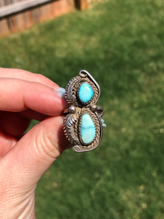 Vintage Sterling Silver Turquoise Signed Ring