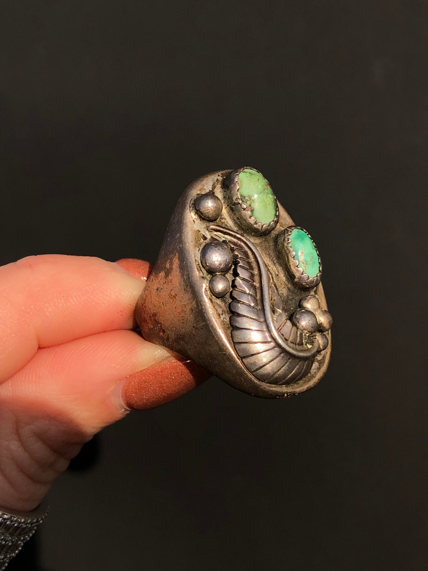 Vintage Sterling Green Turquoise Ring