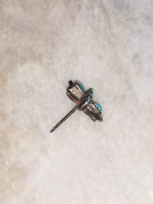 Vintage Sterling Zuni Turquoise Cross Pin Brooch