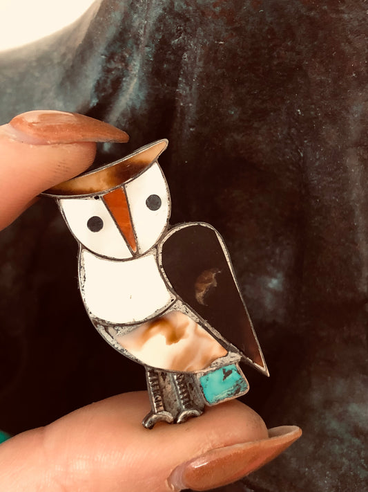 Sterling Vintage Owl Pin