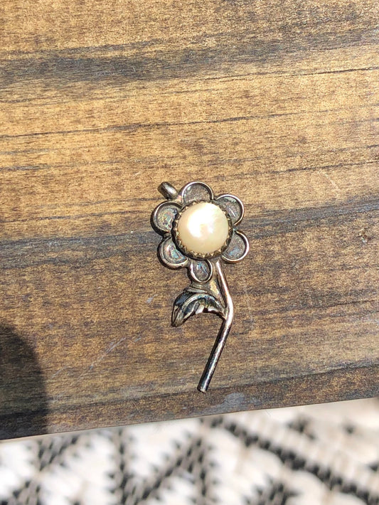 Sterling Flower MOP Charm