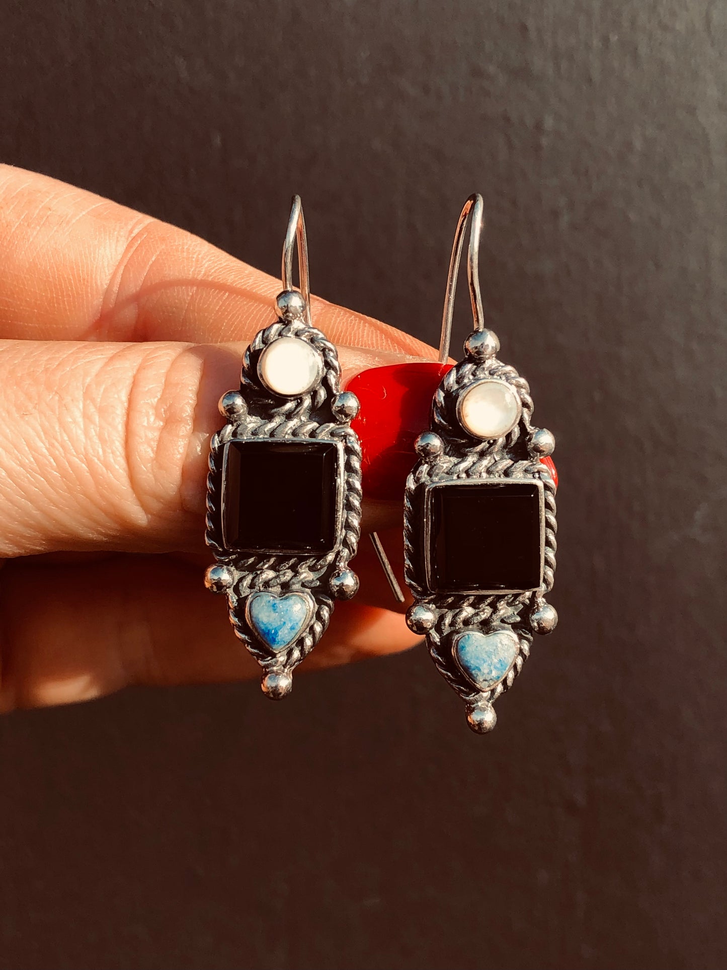 Sterling Black Onyx Earrings