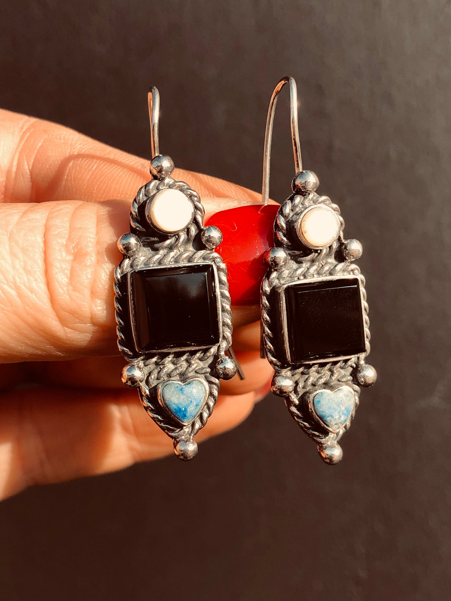 Sterling Black Onyx Earrings