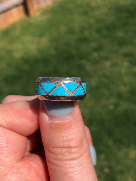 Vintage Sterling Turquoise Eternity Ring