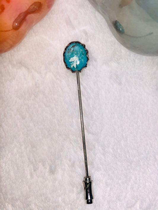 Sterling Large Turquoise Hat Pin