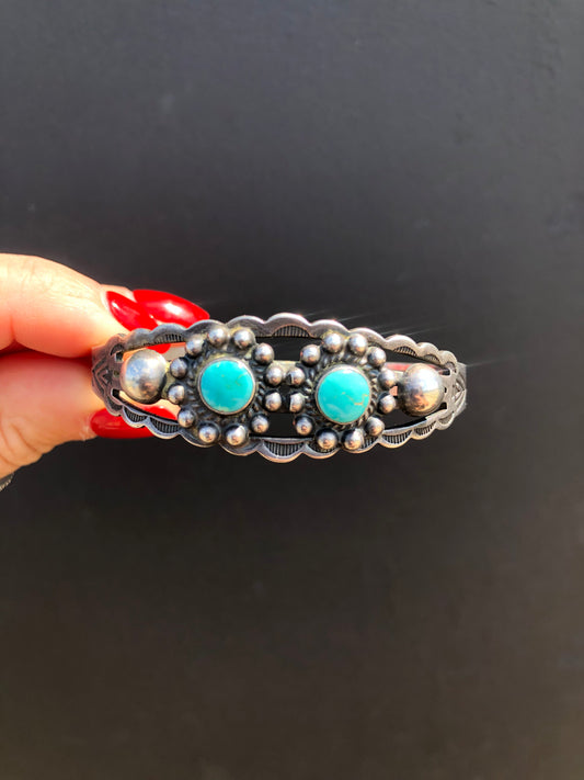 Vintage Sterling Turquoise Cuff Bracelet