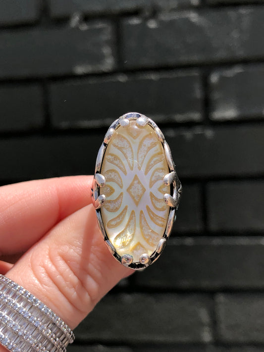 Vintage Sterling Silver Translucent Agate Ring