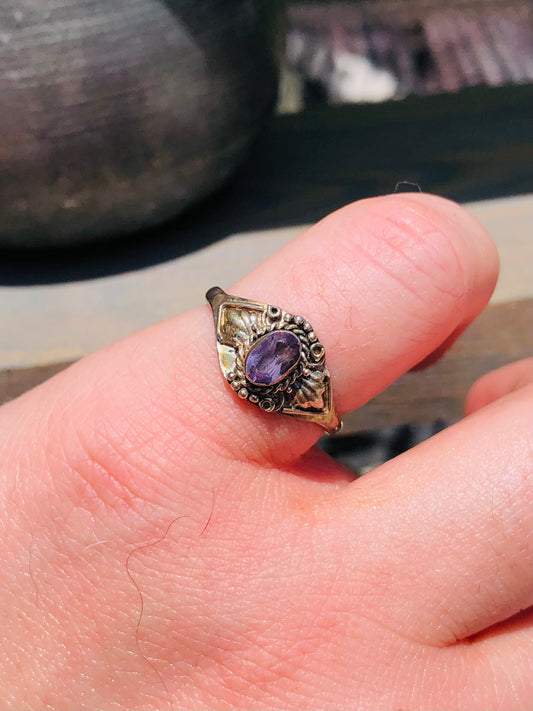 Sterling Dainty Amethyst Ring