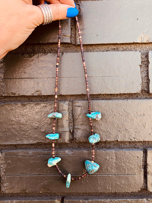 Vintage Turquoise + Heishi Necklace