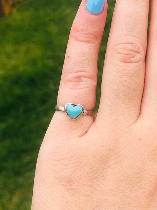 Heart Shaped Turquoise Sterling Ring