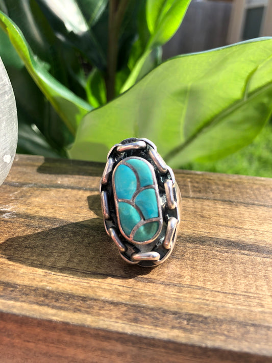 Sterling Turquoise Chain Link Ring