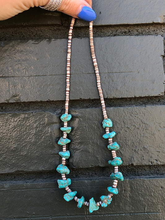 Sterling Turquoise+Heishi Necklace