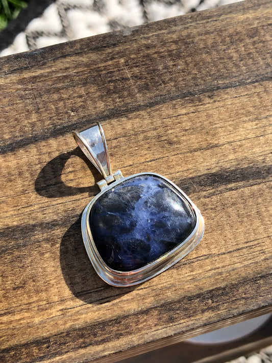 Sterling Blue Agate Pendant