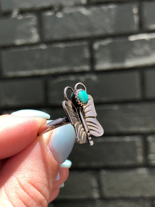 Vintage Sterling Silver Turquoise Butterfly Ring