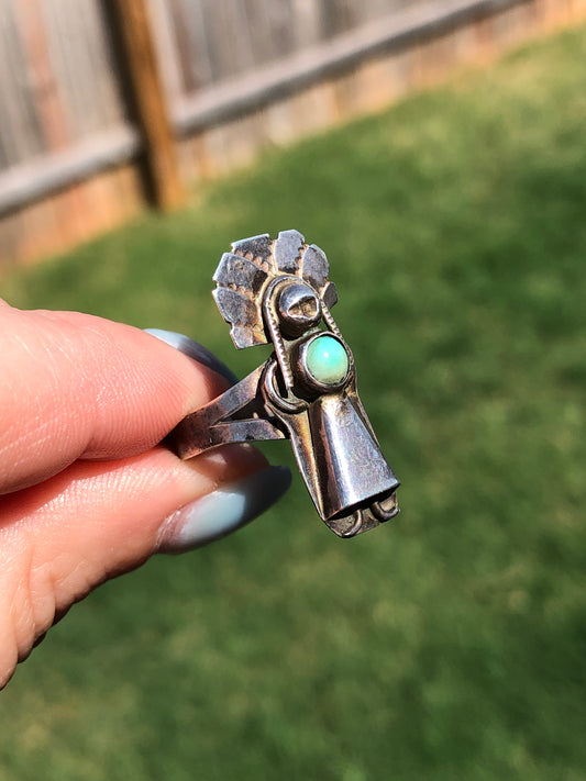 Vintage Sterling Silver Lady Turquoise Ring