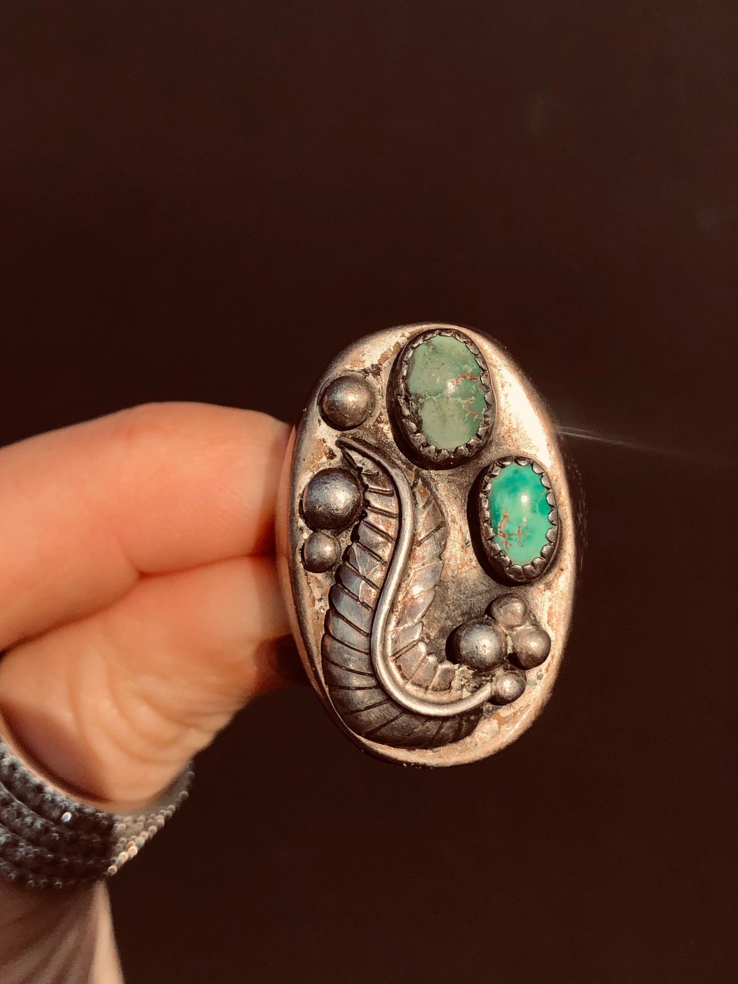 Vintage Sterling Green Turquoise Ring