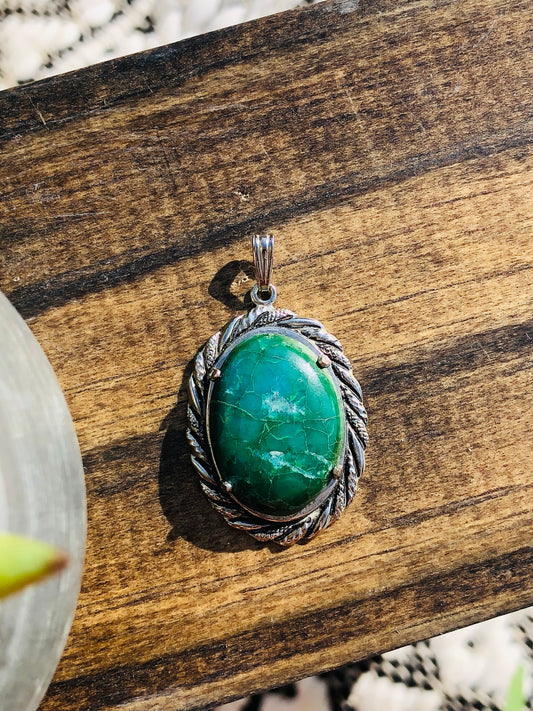 Sterling Green Turquoise Pendant