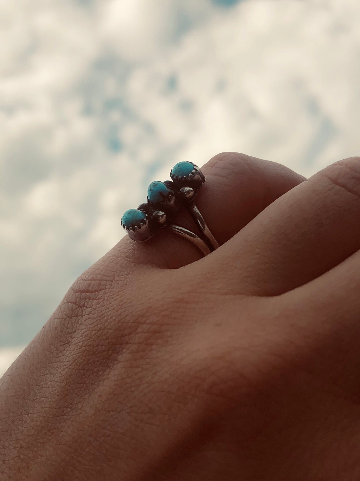 Silver and Triple Turquoise Ring