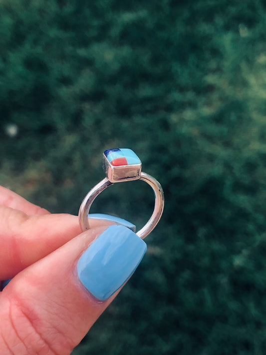 Sterling Silver Inlay Stacker Ring