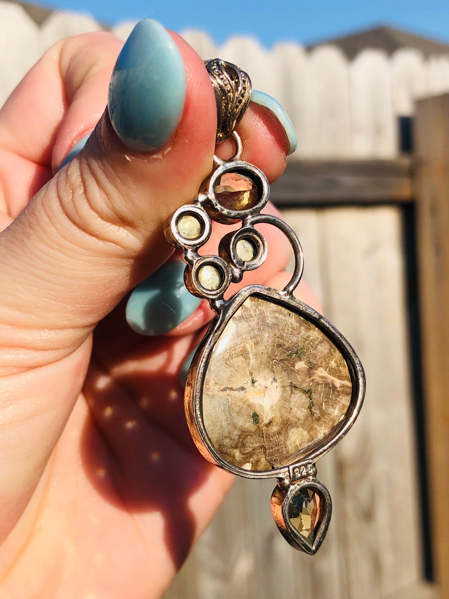 Sterling Agate Pearl + Citrine Pendant