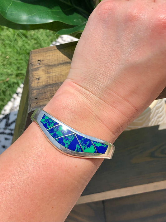 Sterling Silver Lapis Bangle Bracelet