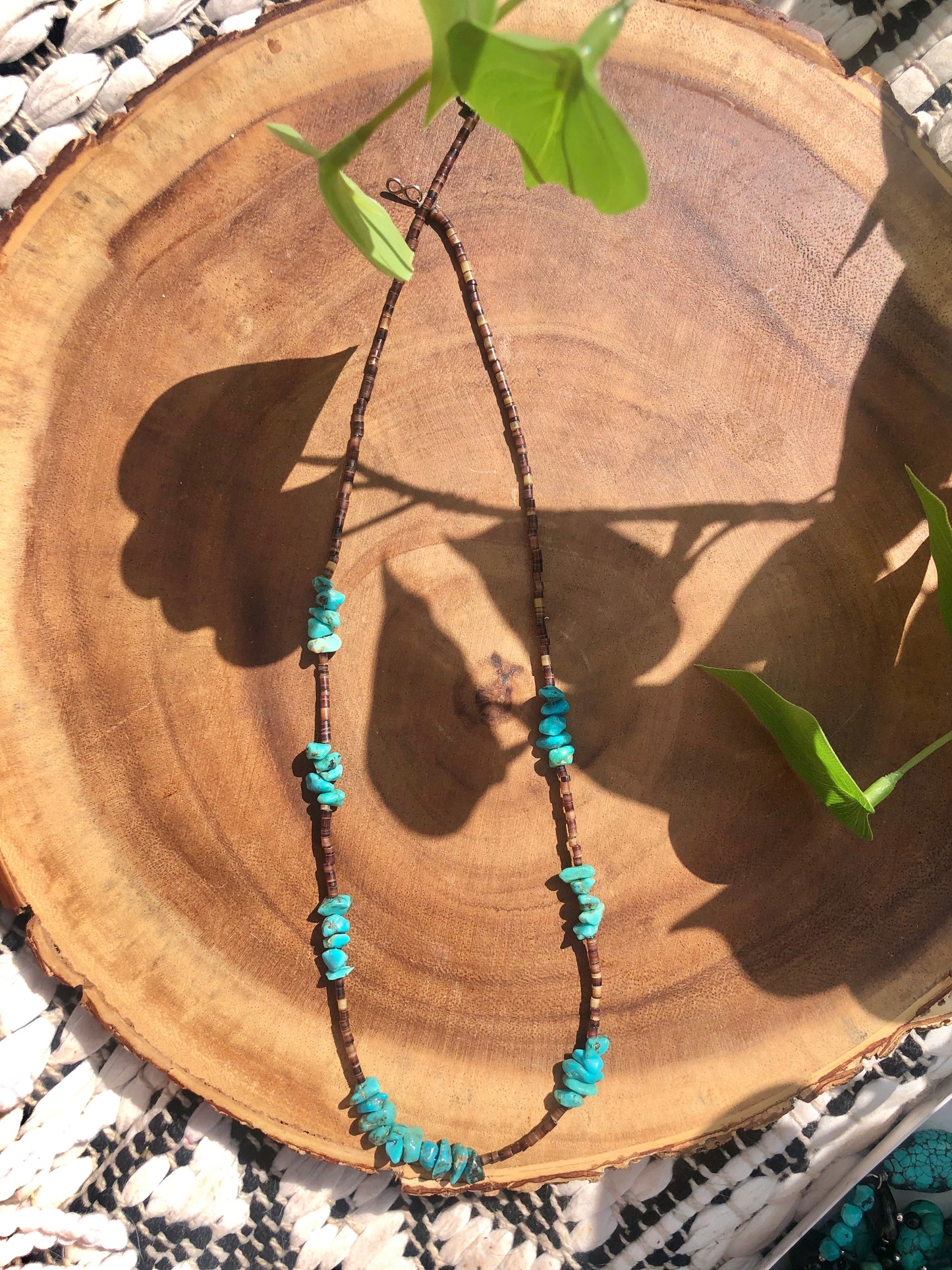 Silver Turquoise + Heishi Necklace